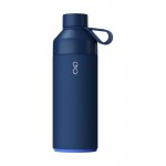 Edelstahl-Thermoflasche aus recyceltem Plastik aus dem Ozean farbe marineblau