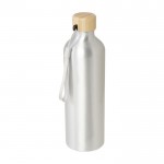 Flasche aus recyceltem Aluminium mit Bambusdeckel, 770 ml farbe silber
