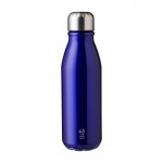 Flasche aus recyceltem Alu mit Schraubverschluss, 550 ml farbe blau vierte Ansicht