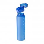 Flasche aus RPET mit Anzeige der Kapazität und Trinkzeit, 1L farbe ultramarinblau dritte Ansicht