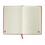 Notizbuch aus recyceltem Karton mit gestreiften Blättern, A5 farbe rot fünfte Ansicht