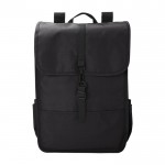 Rucksack aus RPET mit 2 Seitentaschen und Schnallenriemen farbe schwarz erste Ansicht