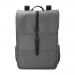 Rucksack aus RPET mit 2 Seitentaschen und Schnallenriemen farbe grau erste Ansicht