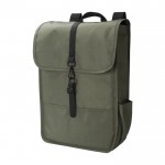 Rucksack aus RPET mit 2 Seitentaschen und Schnallenriemen farbe grün zweite Ansicht