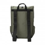 Rucksack aus RPET mit 2 Seitentaschen und Schnallenriemen farbe grün vierte Ansicht