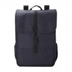 Rucksack aus RPET mit 2 Seitentaschen und Schnallenriemen farbe blau erste Ansicht
