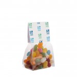 Beutel mit Jelly Beans-Mix mit bedruckbarem Kopfteil, 100 g farbe transparent Hauptansicht