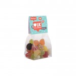 Beutel mit Jelly Beans-Mix mit bedruckbarem Kopfteil, 100 g farbe transparent