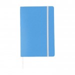 Notizbücher mit weißem Papier als Werbegeschenk Farbe Hellblau zweite Vorderansicht