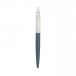 Matter Kugelschreiber mit Chromoberfläche Farbe blau zweite Vorderansicht