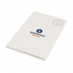 Recyceltes Notizbuch zum Bedrucken Farbe gebrochen weiß Ansicht mit Tampondruck