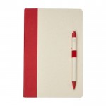 Notizbuch A5 mit Stift aus recyceltem Karton, liniert farbe rot zweite Vorderansicht