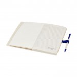 Notizbuch A5 mit Stift aus recyceltem Karton, liniert farbe marineblau zweite Ansicht