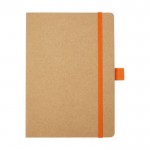 A5-Notizbuch aus recyceltem Papier mit Stifthalter, liniert farbe orange zweite Vorderansicht