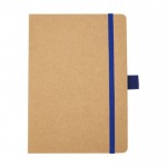 A5-Notizbuch aus recyceltem Papier mit Stifthalter, liniert farbe blau zweite Vorderansicht