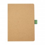 A5-Notizbuch aus recyceltem Papier mit Stifthalter, liniert farbe grün dritte Vorderansicht