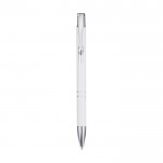 Stift aus recyceltem Aluminium mit glänzender Oberfläche farbe weiß zweite Vorderansicht