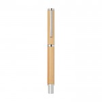 Kugelschreiber- und Tintenroller-Set aus Bambus farbe natürliche farbe dritte Vorderansicht