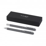 Kugelschreiber und Tintenroller aus Aluminium, schwarze Tinte farbe dunkelgrau