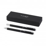 Kugelschreiber und Tintenroller aus Aluminium, schwarze Tinte farbe schwarz