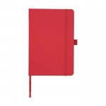 A5-Notizbuch aus recyceltem Ozean-Plastik, linierte Blätter farbe rot zweite Vorderansicht