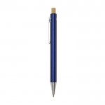 Kugelschreiber aus recyceltem Aluminium, schwarze Tinte farbe marineblau Seitenansicht