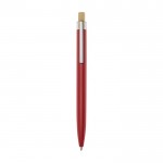 Kugelschreiber aus Aluminium und Bambus mit blauer Tinte farbe rot