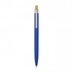 Kugelschreiber aus Aluminium und Bambus mit blauer Tinte farbe blau