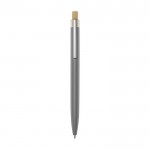 Kugelschreiber aus Aluminium und Bambus mit blauer Tinte farbe grau