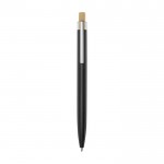 Kugelschreiber aus Aluminium und Bambus mit blauer Tinte farbe schwarz