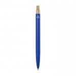 Kugelschreiber aus Aluminium und Bambus mit schwarzer Tinte farbe blau zweite Rückansicht