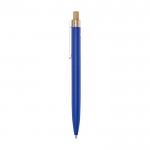Kugelschreiber aus Aluminium und Bambus mit schwarzer Tinte farbe blau Seitenansicht