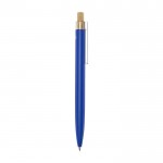 Kugelschreiber aus Aluminium und Bambus mit schwarzer Tinte farbe blau zweite Seitenansicht