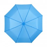 Kleine faltbare Regenschirme als Werbemittel Farbe hellblau Vorderansicht