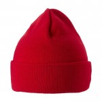 Elegante Wintermütze als Werbemittel Farbe Rot Rückansicht