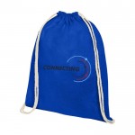 Sportsack aus Baumwolle 140 g/m2 Farbe köngisblau Ansicht mit Siebdruck