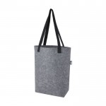Einkaufstasche aus recyceltem Filz mit breitem Boden farbe grau