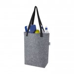 Einkaufstasche aus recyceltem Filz mit breitem Boden farbe grau zweite Ansicht