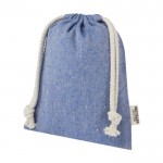 Kleine Tasche aus GRS recycelter Baumwolle mit Kordelzug farbe blau