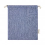 Tasche aus GRS recycelter Baumwolle mit Kordelzug farbe blau zweite Rückansicht