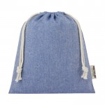 Tasche aus GRS recycelter Baumwolle mit Kordelzug farbe blau zweite Vorderansicht