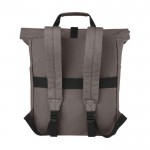 Rolltop Laptop-Rucksack 15 Zoll aus recycelter Baumwolle farbe grau zweite Rückansicht