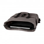 Rolltop Laptop-Rucksack 15 Zoll aus recycelter Baumwolle farbe grau dritte Ansicht