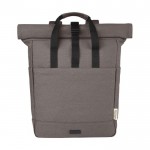 Rolltop Laptop-Rucksack 15 Zoll aus recycelter Baumwolle farbe grau zweite Vorderansicht
