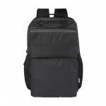 PC-Rucksack 15” aus recyceltem Polyester mit Hüfttasche farbe schwarz zweite Vorderansicht