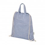Rucksack aus recycelter Baumwolle mit Kordelzug, 150 g/m2 farbe blau mamoriert zweite Ansicht
