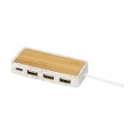 USB-Hub mit Gehäuse aus Terrazzo und Bambus Farbe Natur