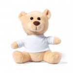 Weicher Teddybär mit weißem T-Shirt Farbe Beige erste Ansicht
