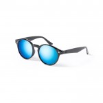 rPET-Sonnenbrille mit verspiegelten Gläsern bedruckt Farbe Blau erste Ansicht