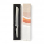 Japanisches Brotmesser aus Edelstahl Farbe silber Ansicht mit Box